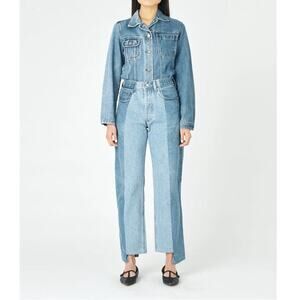 E.L.V. Denim Boyfriend High-Rise Two-Tone Straight Leg Jeans Size 29 Gently Used